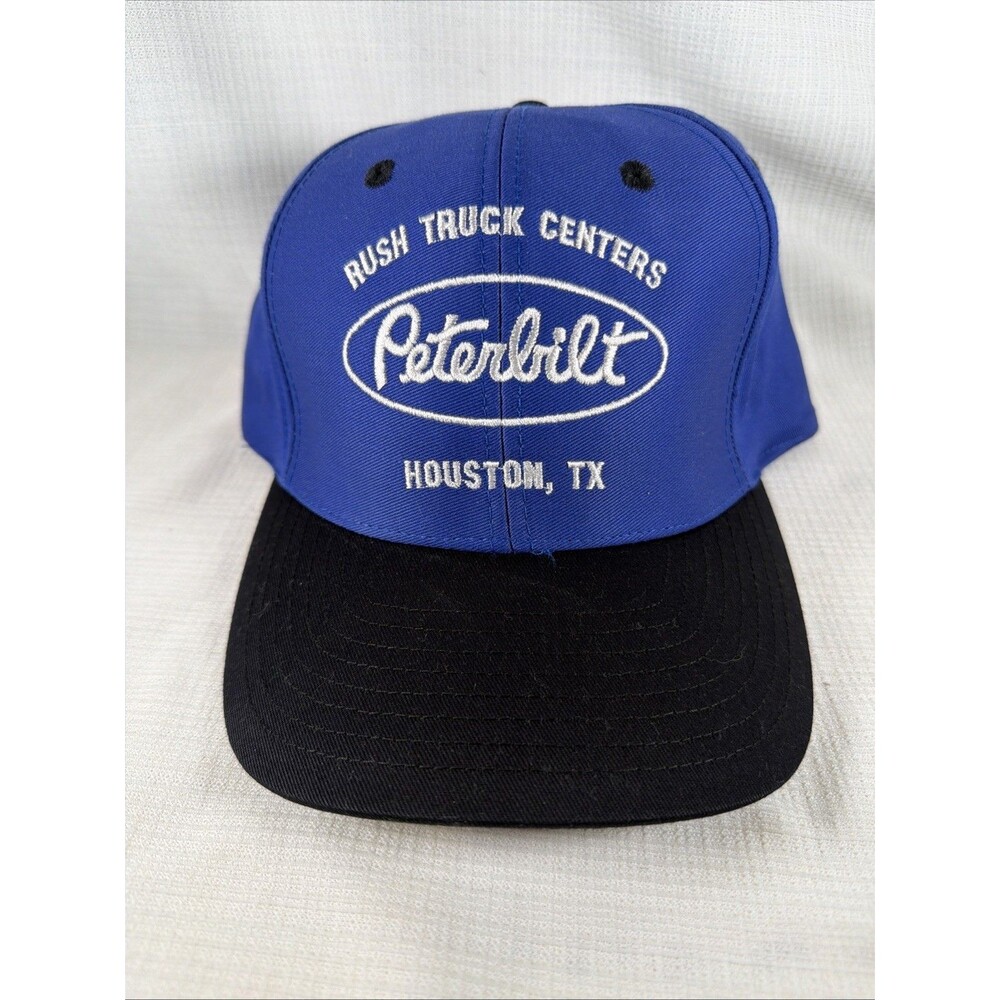 Vintage Peterbilt Rush Truck Centers Houston TX Hat Class Pays Blue Curb Cap